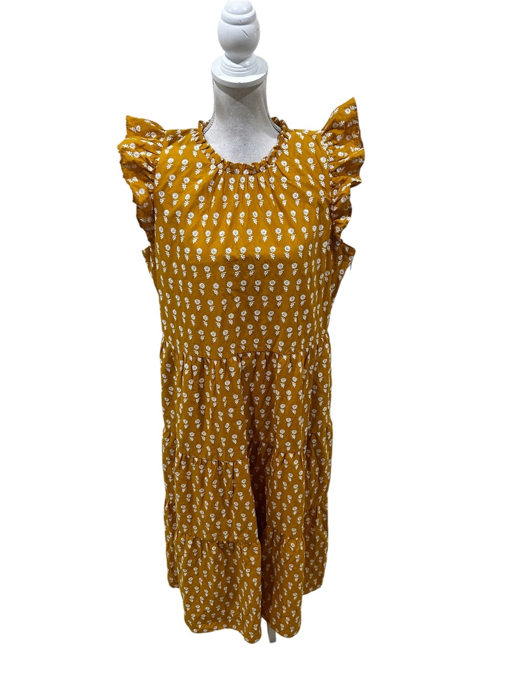 J. Crew Floral sunflower flutter-Sleeve cotton voile Maxi sun Dress large